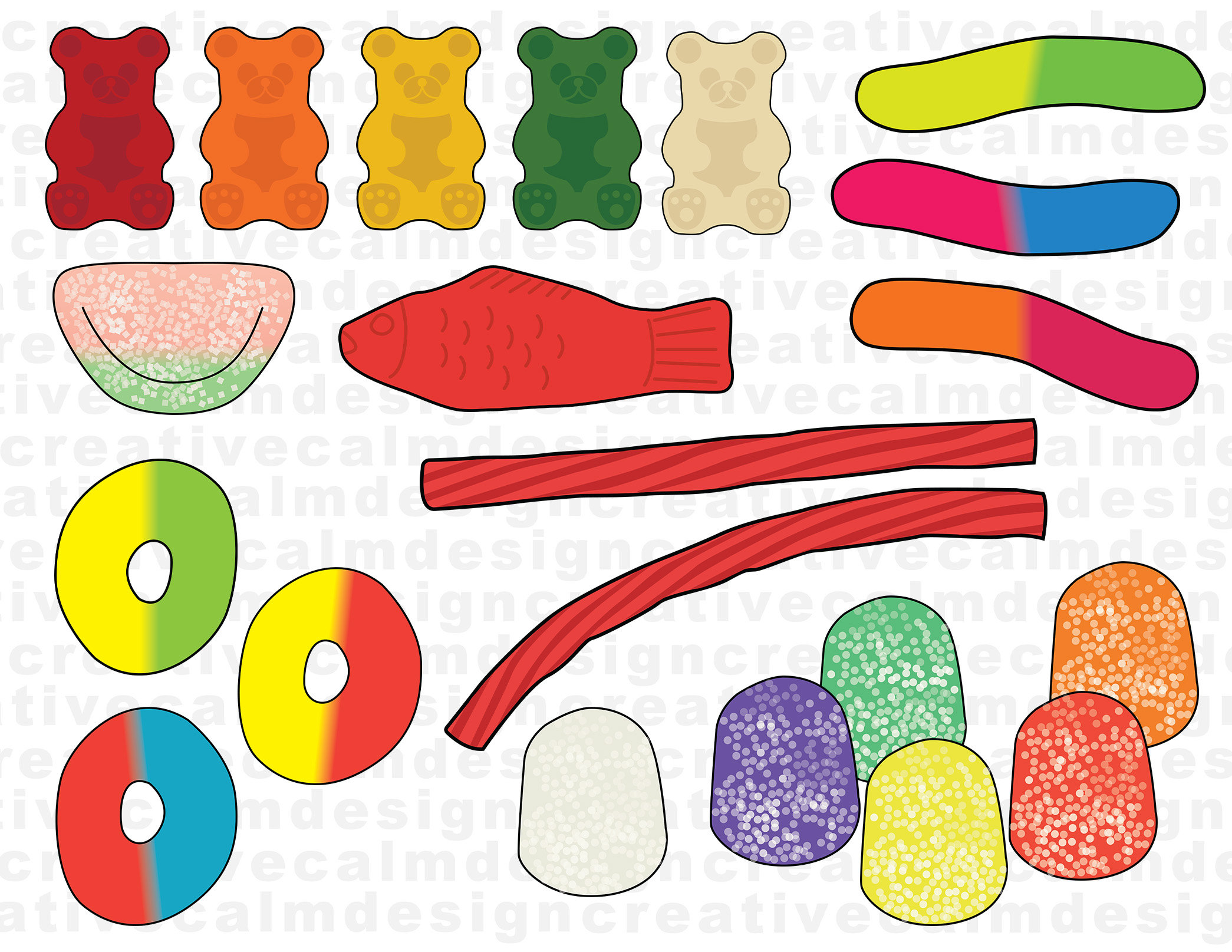 Gummy Candy Bundle Clip Art Png Pdf Jpg Etsy
