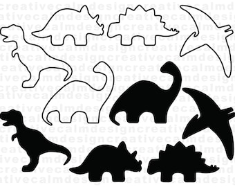 Dinosaur Outline Silhouette SVG PNG JPG Digital Download