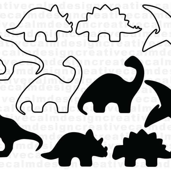 Dinosaur Outline Silhouette SVG PNG JPG Digital Download
