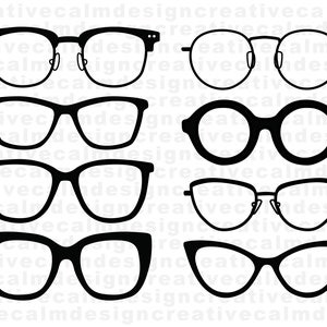 Eyeglass Outline Silhouette SVG PNG JPG Digital Download