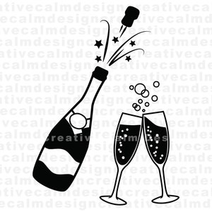Champagne en glas rammelende bundel Svg Png Pdf Jpg