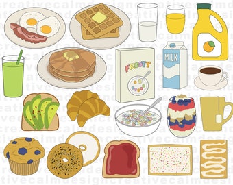 Breakfast Food Bundle Clip Art Png Pdf