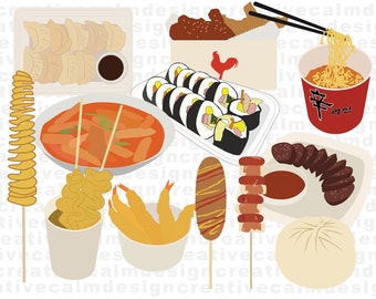 Korean Street Food Clip Art PNG PDF JPG