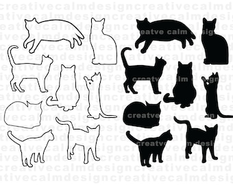 Cat Poses Bundle SVG PNG JPG