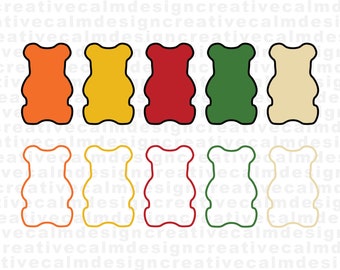 Silueta de contorno de osito de goma Svg Png Pdf Jpg