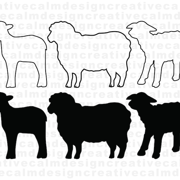 Sheep Lamb Outline Silhouette Svg Png Pdf Jpg Download