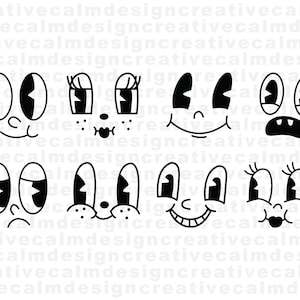 Animated Cartoon Faces Bundle SVG PNG JPG