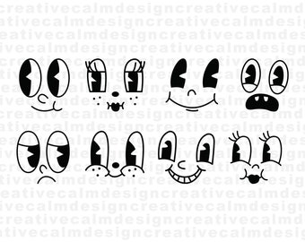 Animated Cartoon Faces Bundle SVG PNG JPG