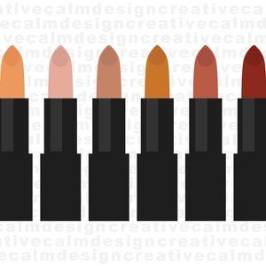 May include: Set of seven lipstick tubes with different shades of lipstick. The lipstick shades are: light peach, light pink, light brown, orange, light brown, light pink, and dark red.