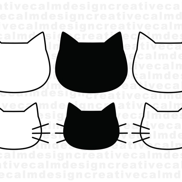 Cat Outline Bundle SVG PNG JPG Digital Download