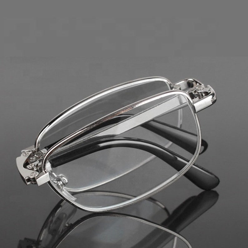 Classic Rimless Compact Reading Glasses Readers Travel Slim Etsy