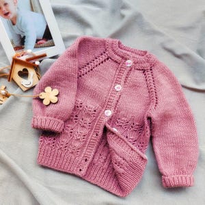 Kids Cardigan Knitting Pattern | Top Down Seamless Raglan | Buttoned Baby & Toddler Cardigan PDF
