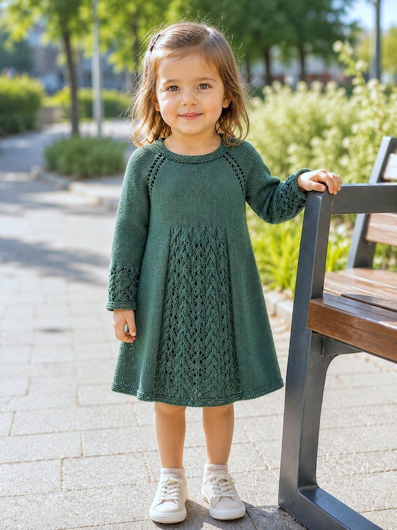 childs knitted dress Baby Knitting Pattern knitting patterns handmade woolen frock design for baby girl