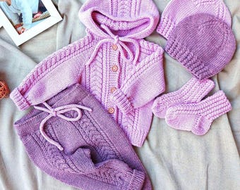 Baby Knit Pattern Bundle | Cardigan, Pants, Hat, Socks | PDF
