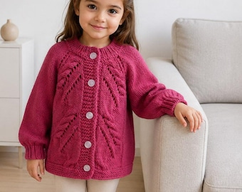 Baby Cardigan Knitting Pattern | Seamless Top Down Raglan | PDF | Sizes 0–3M to 4–5Y