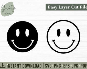 Smiley Face Clipart Smile Svg Happy Svg Cricut eps Smiley Face Silhouette Cut File Happy Face SVG DIGITAL png dxf Vector