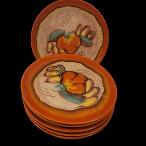 1930s Dripware Dumler and Breiden Pottery Desert plates set of 6