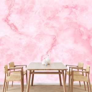 Pink marble wallpaper natural pattern Self Adhesive Peel & | Etsy