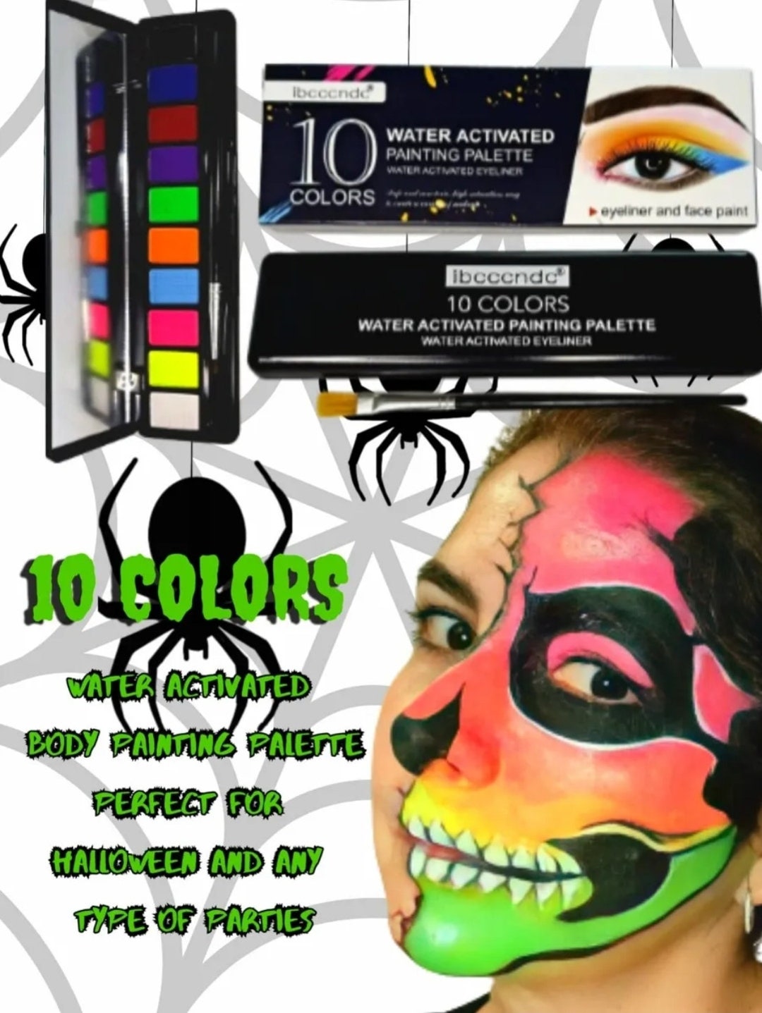 Face Paint Kit With Professional Body Painting Brush Set Vivid Acrylic ...