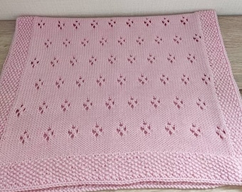 Hand knitted merino wool baby blanket