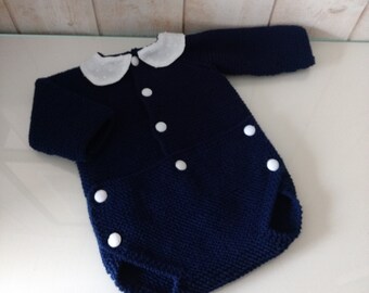Barboteuse Bebe En Tricot Etsy
