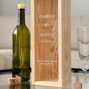 Personalised Wooden Champagne & Wine Gift Bottle Box Custom Printed Birthday Christmas Valentines Anniversary Engagement or Wedding Gift