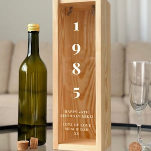 Personalised 50th Birthday Bottle Box | Custom Wooden Wine Box | Milestone Gift for Him & Her | 50th Birthday Keepsake | Champagne gift box