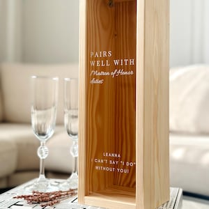 Custom Engraved Champagne Box with Name and Date, Wooden Wine Box, Wedding Wine Box, Wedding Gift for Couple, Personalized Wine Box Gift