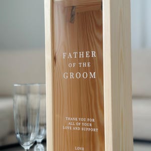 Father Of The Groom Personalised Bottle Box | Father Of The Bride Wedding Gift | Champagne Wooden Wine Whisky Custom Bottle Box Wedding Gift