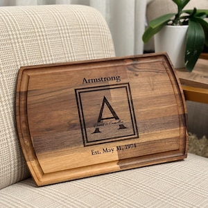 Personalized Cutting Board Wedding Gift,  Walnut Wooden cutting board, Custom Logo Cutting Board, Unique Mother Day Gift, Engagement Gifts