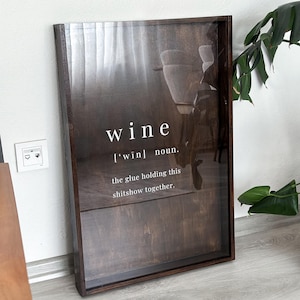 Handmade Wine Cork Shadow Box | Rustic Wine Wall Decor | Personalized Cork Holder | Gift for Wine Lover, Housewarming, Engagement, Groomsmen