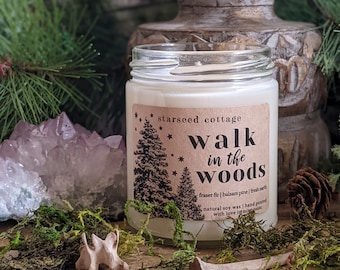 walk in the woods | natural soy hand poured candle | fraser fir, balsam pine, evergreen, pine needles, fresh earth