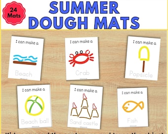 Tapetes de masa de verano para niños pequeños Pre-K Kindergarten Tarjetas de actividades de verano imprimibles Actividad Montessori de educación en el hogar, Actividad de habilidades motoras finas