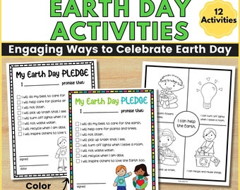 Earth Day Activity Printables for Kids, Earth Day Pledge, Earth Day Writing Activity, Happy Earth Day Coloring Sheets, Earth Day Word Search