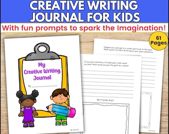 Kid's Writing Journal Printable, Journal Writing for Kindergarten, First Grade Journal Writing Prompts, Creative Writing Journal for Kids