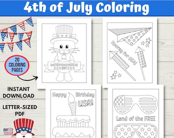4th of July Coloring Pages for Kids, July 4th Coloring Sheets Printable, Independence Day Coloring Activity, Kindergarten Summer Activity