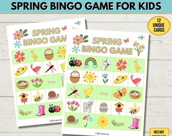 Spring Bingo Game for Kids, Spring Printable Game, Spring Family Activity, Spring Classroom Game, Springtime Bingo Game, Easter Bingo