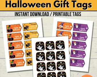 Printable Happy Halloween Gift Tags, Fun Halloween Gift Tags, Halloween Treat Bag Tags, Halloween Party Favor Tags, Halloween Goodie Bag Tag