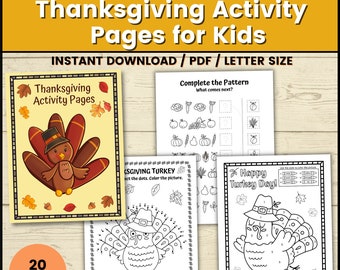 Printable Thanksgiving Activities for Kids, Thanksgiving Activity Pages, Thanksgiving Color By Number Pages, Thanksgiving Kid's Activities