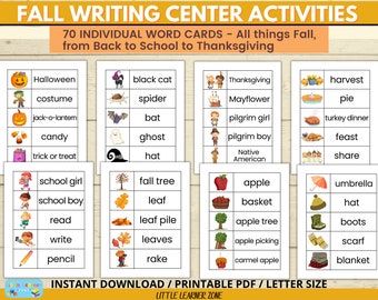 Fall Writing Center, Fall Word Wall Cards FREE