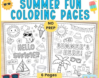 Summer Coloring Pages Printable Summer Coloring Book for Preschool Kindergarten 1st Grade Summer Coloring Sheets End of School Year Activity
