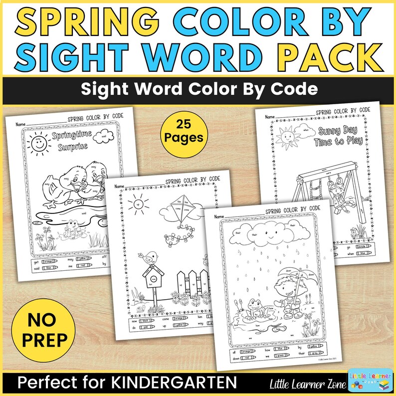 Spring Sight Word Color by Code Activities, Color by Sight Word ...