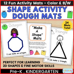 2D Shape Play Dough Mats Printable Preschool & Kindergarten Shape Activities Pre-K Fine Motor Skills Shape Activity Math Center, Homeschool