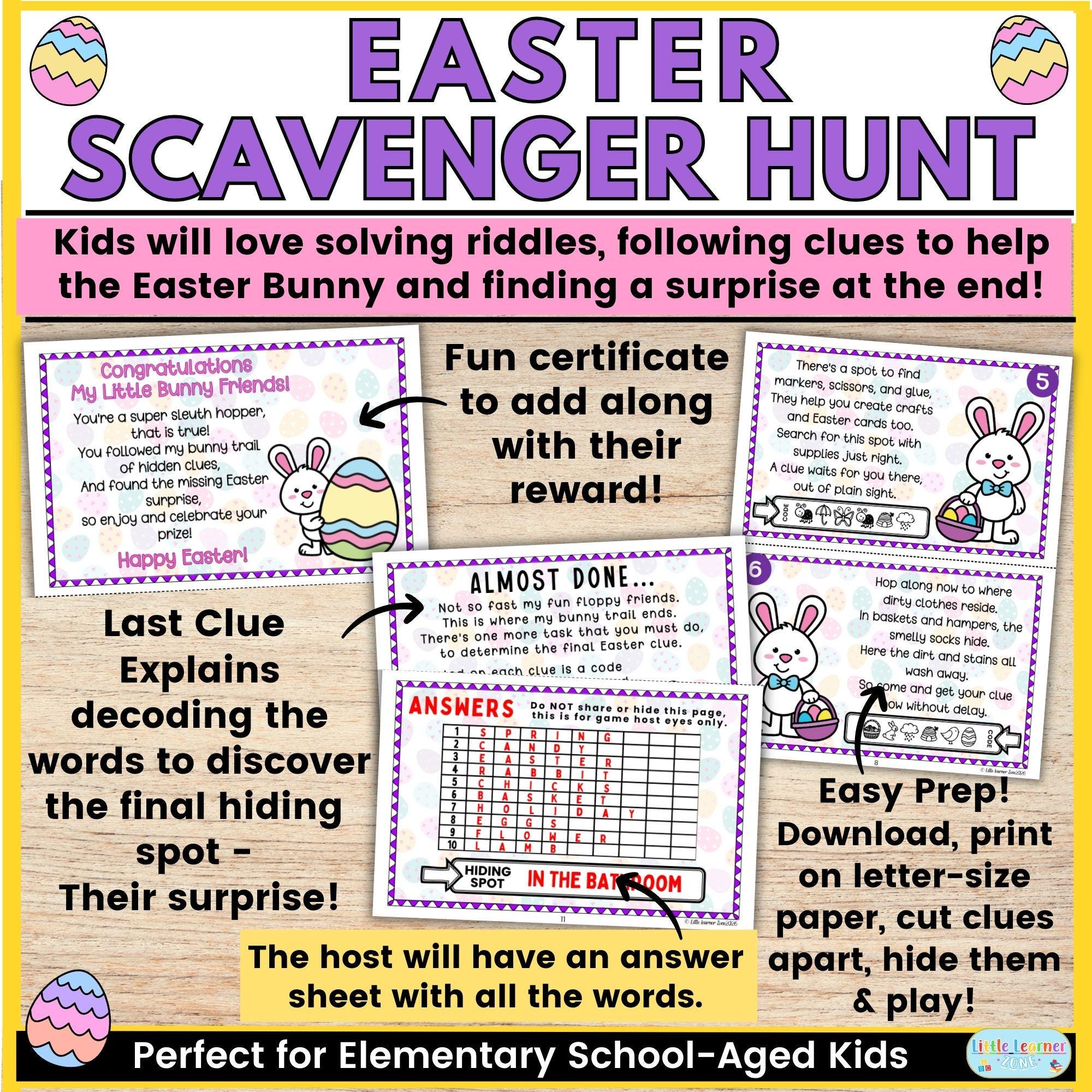 Easter Scavenger Hunt for Kids Easter Treasure Hunt Printable Clues for ...