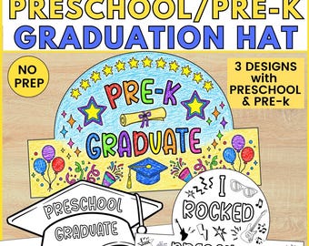 Preschool Graduation Hat Craft Printable Pre-K Graduation Crown End of School Year Coloring Craft Crown Activity End of Year Celebration Cap
