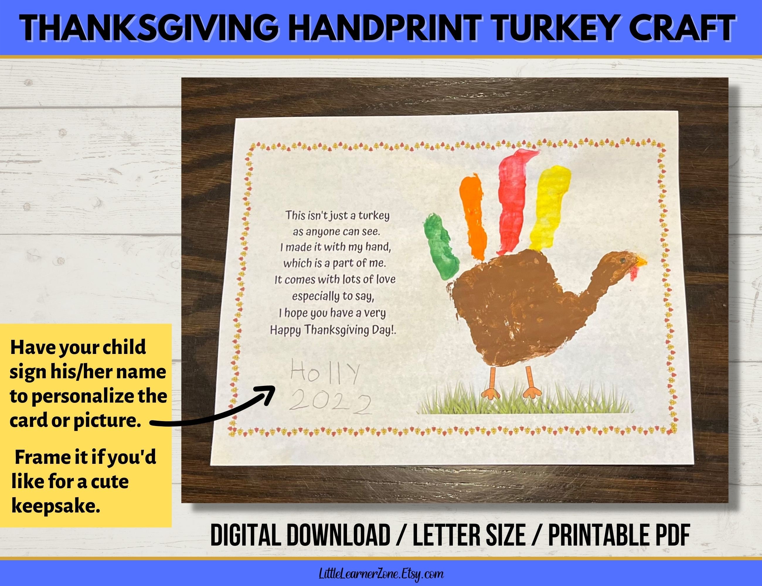 thanksgiving handprint turkey craft printable, handprint turkey