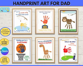 Father's Day Handprint Keepsake Art Gift for Dad, Fathers Day Handprint Craft, Editable Dad Handprint Card from Kids, Fathers Day Kids Gift