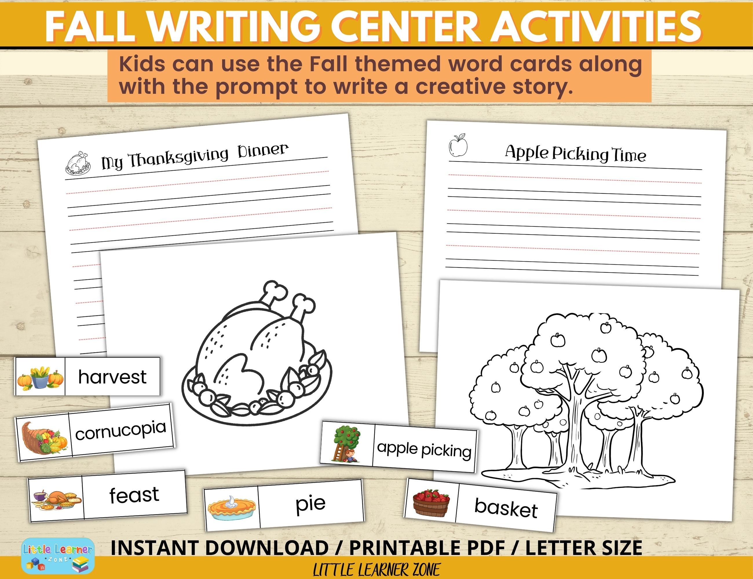 Fall Writing Center, Fall Word Wall Cards FREE