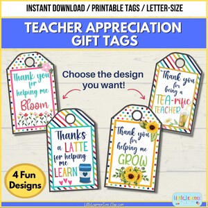 Teacher Appreciation Gift Tags, Teacher Gift Tag Printable, Teacher Appreciation Week Gift Tag, End of School Year Teacher Gift Tag