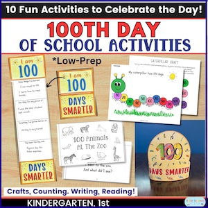 100th Day of School Activities, 100th Day Classroom Activity Pack, 100th Day of School Craft, 100th Day of School Crown, 100th Day Writing